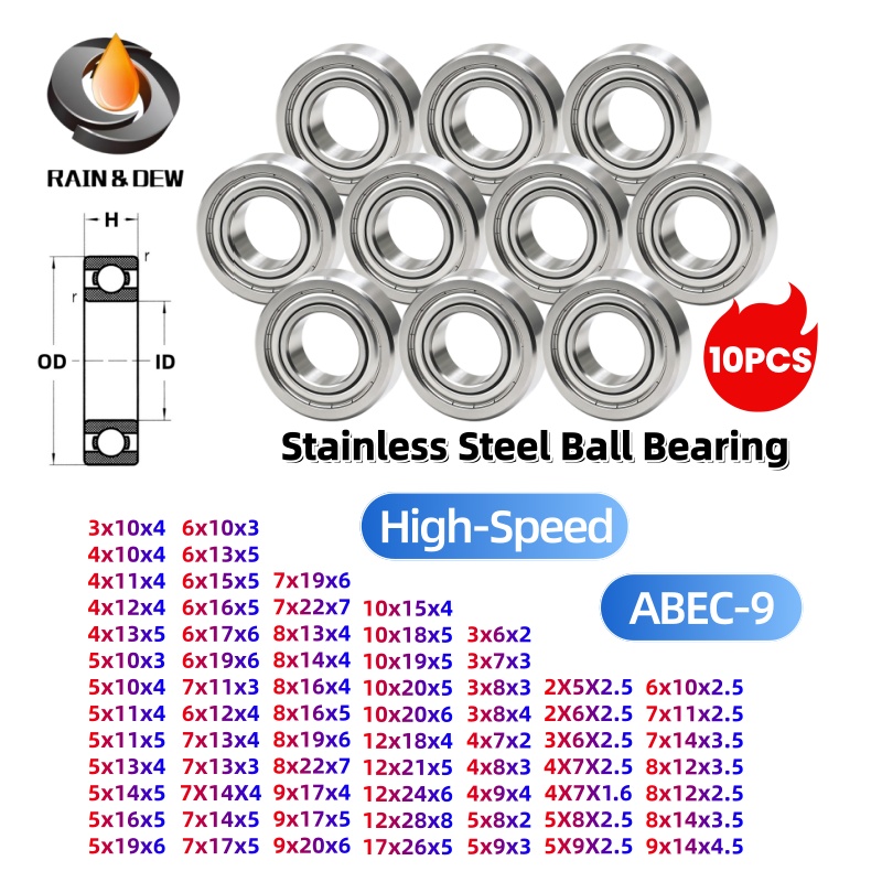 Abu Garcia Reel Revo - 10 قطع من محامل الكرات الفولاذية