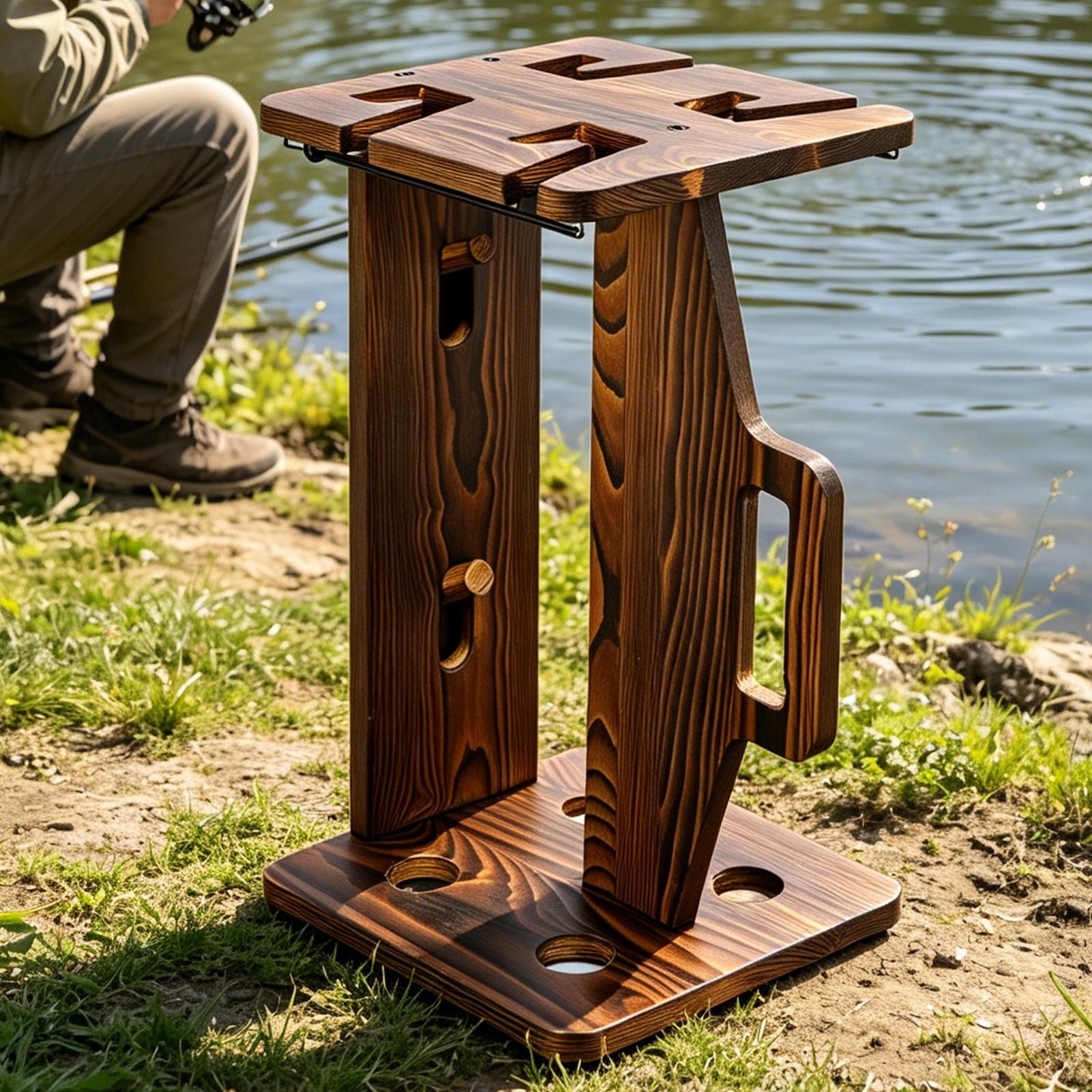 حامل قصبة صيد خشبي محمول قابل  - مراجعة Fishing Rod Rack وسعره